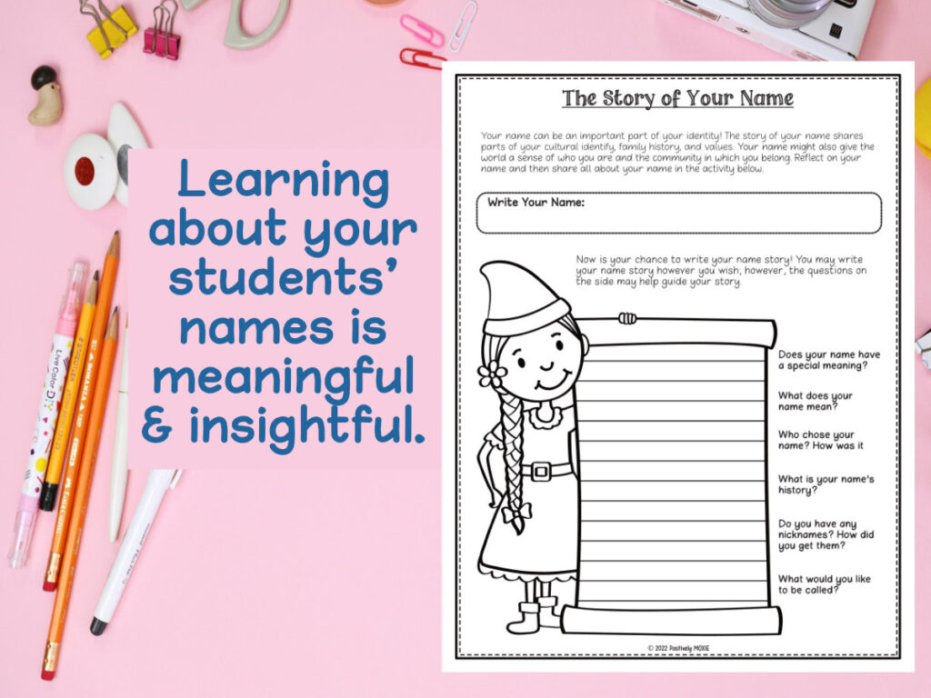 Worksheet, The Story of Your Name, to give students a chance to feel like they belong!